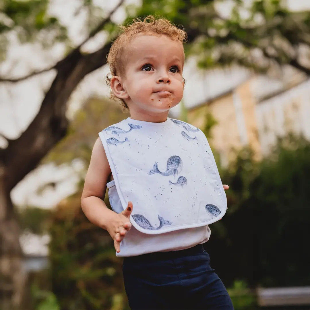 Bavoir Motif Les Baleines bleues