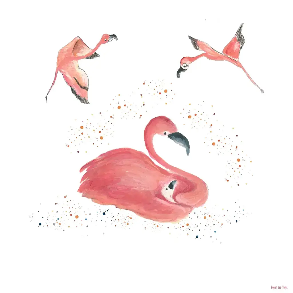 [5583] Affiche La Famille Flamants Roses