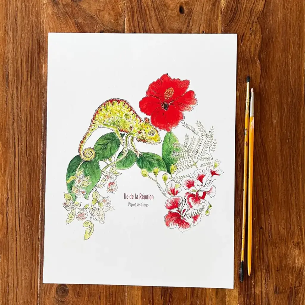 Affiche Le Cameleon et les Fleurs