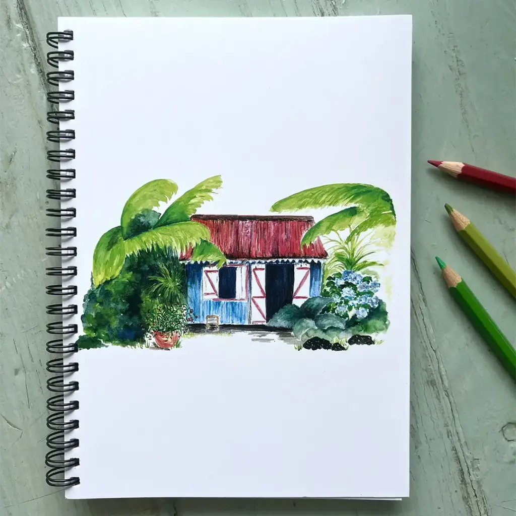 Carnet de Notes La Case Créole Toit Rouge