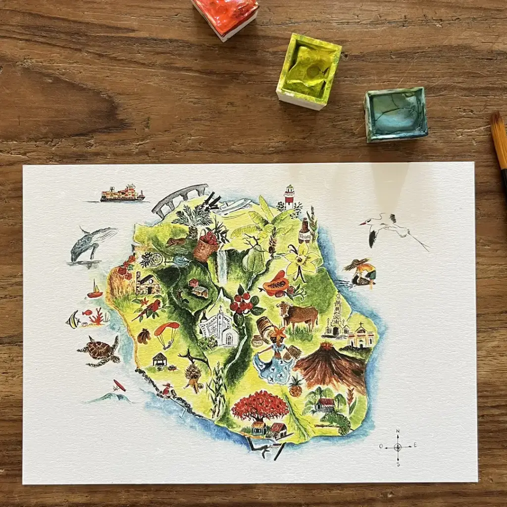 Carte Postale - Carte de L'Île de La Réunion