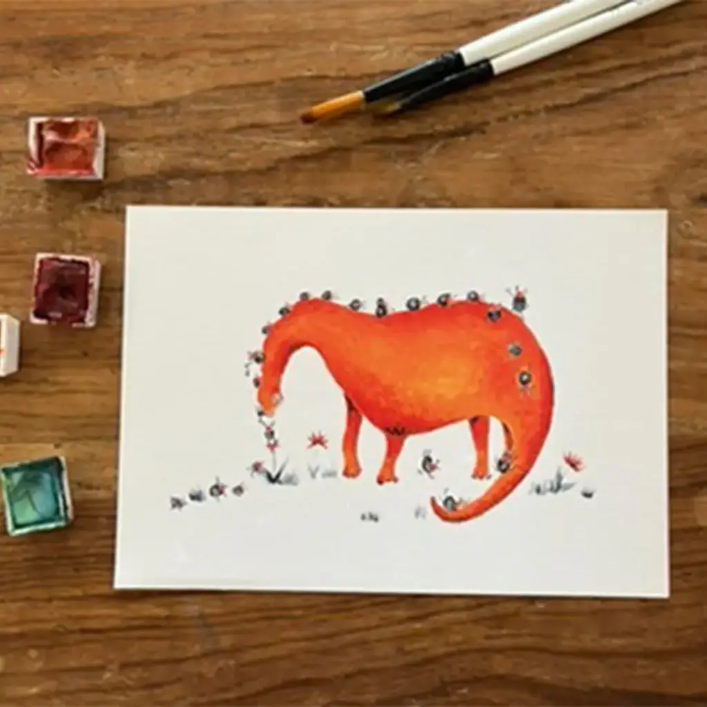 Carte Postale - Dino Orange