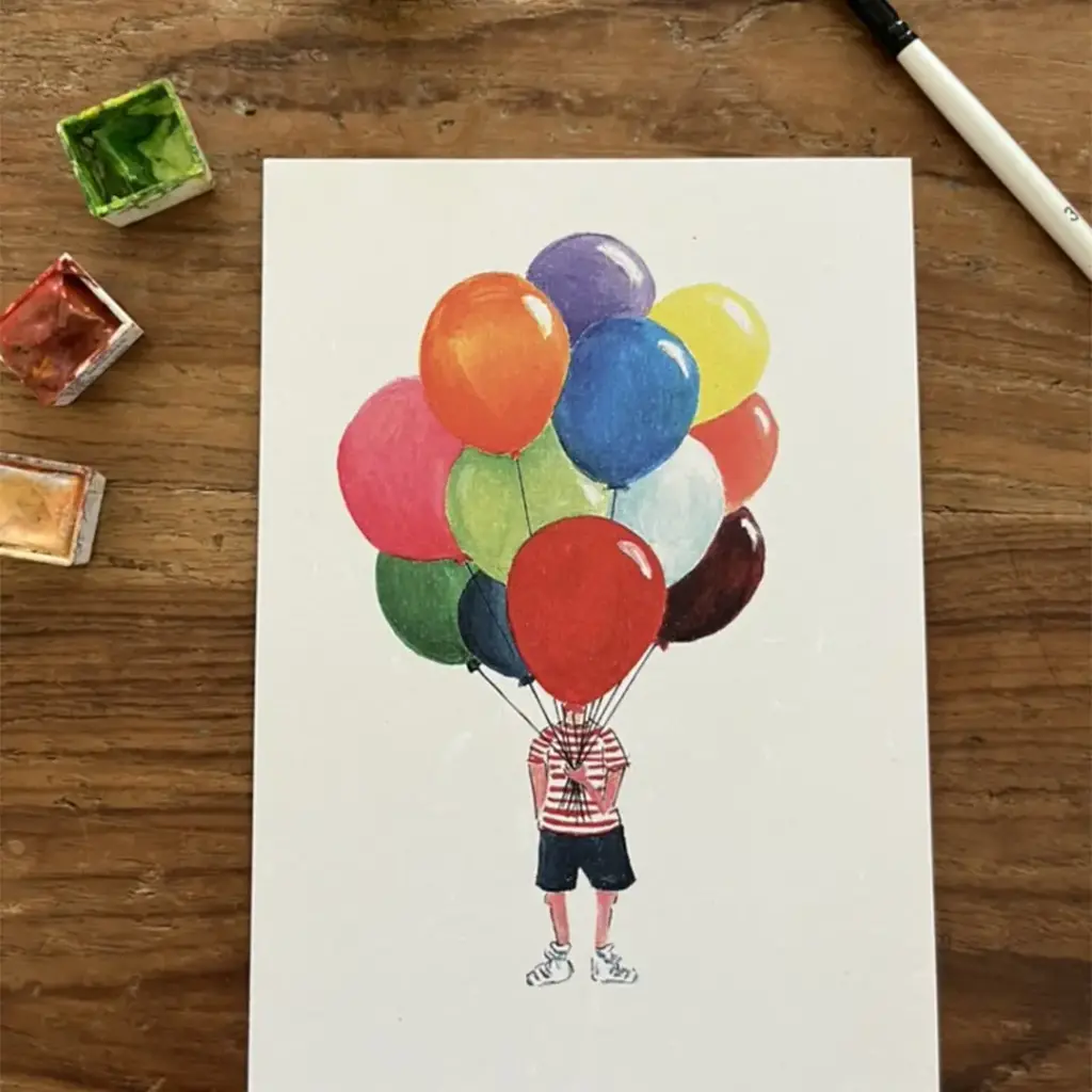 Carte Postale - Garçon Aux Ballons
