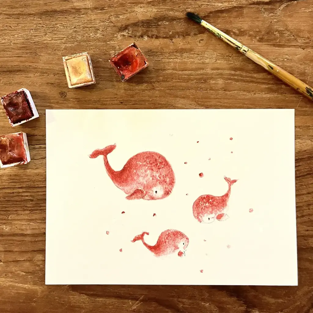 Carte Postale - Les Baleines Roses