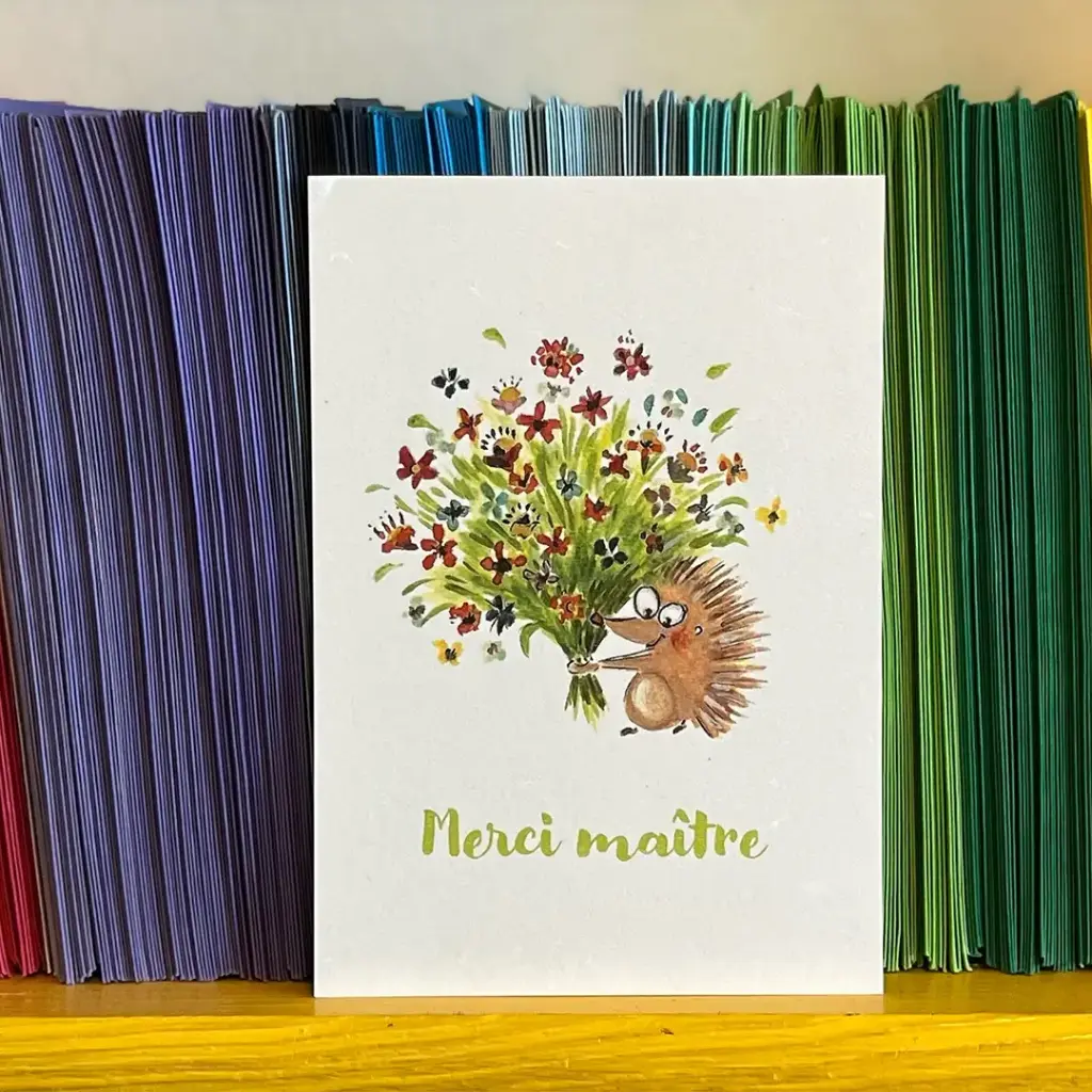 Carte Postale - Merci Maitre Bouquet