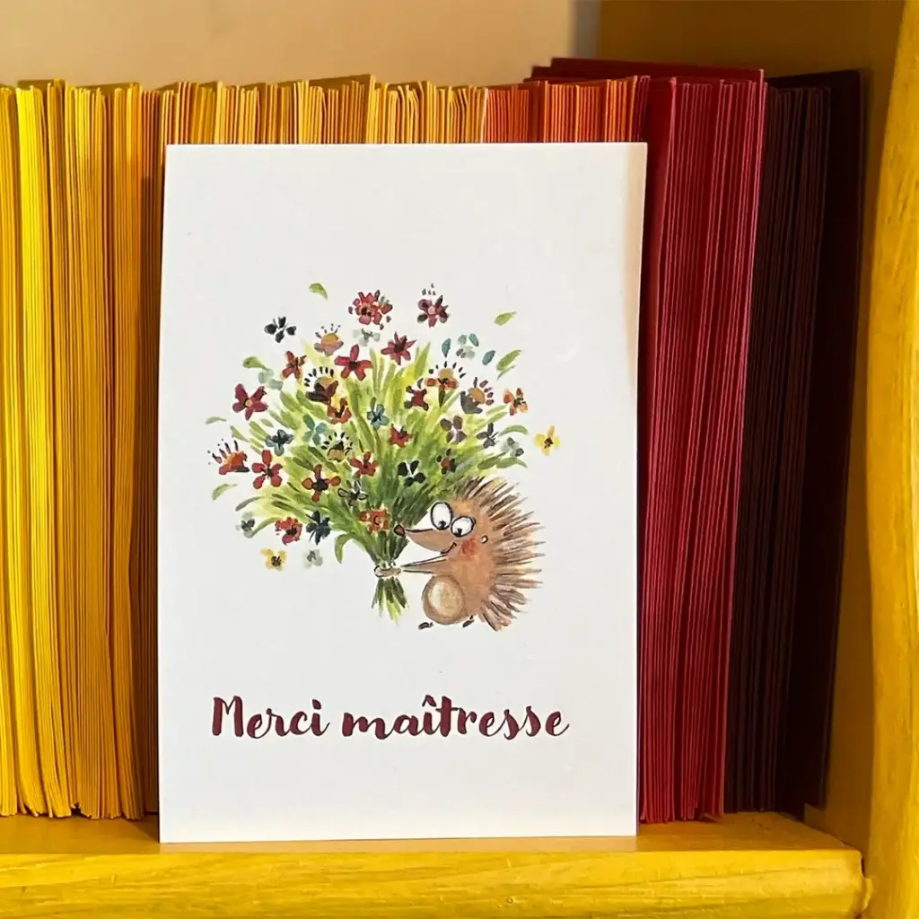 Carte Postale - Merci Maitresse Bouquet