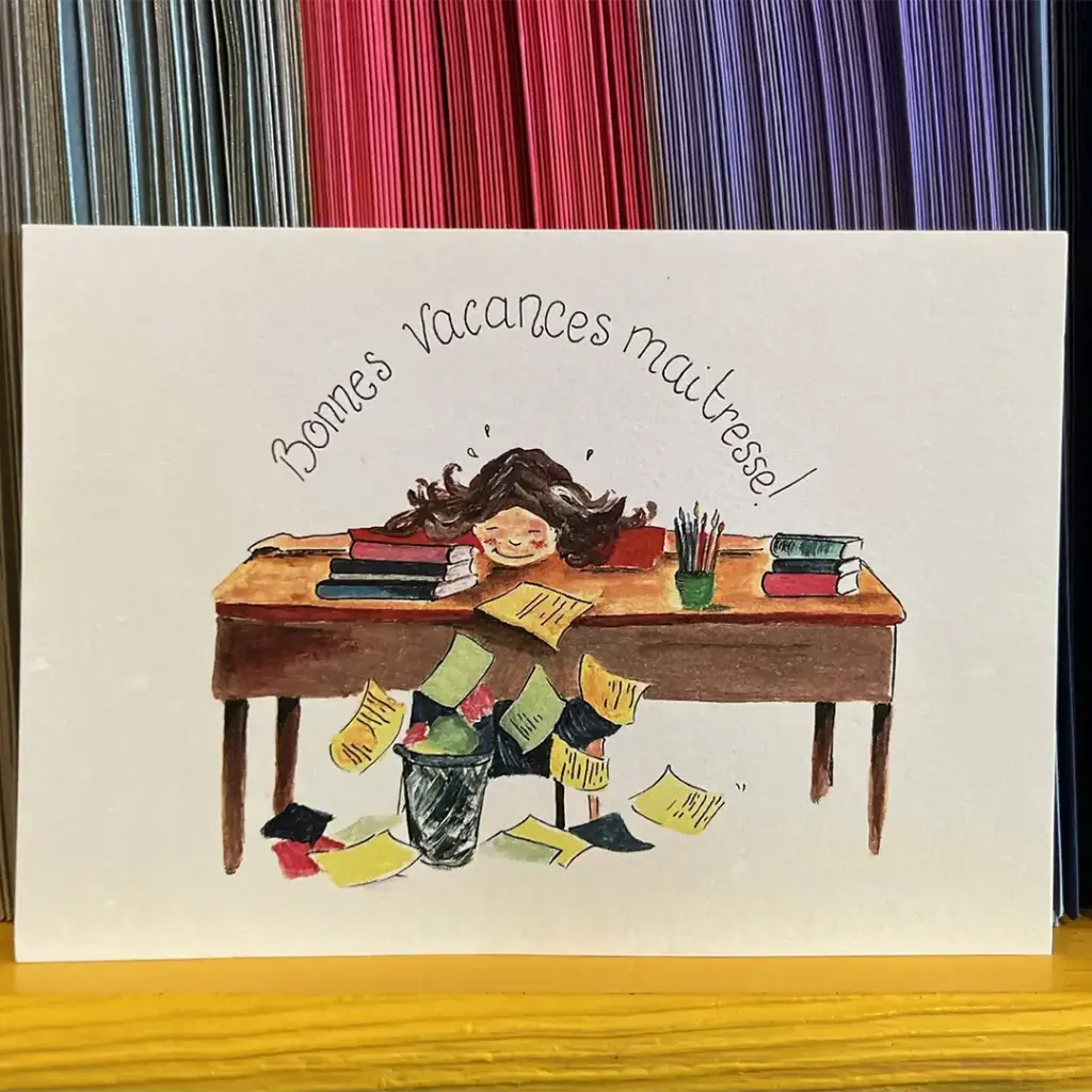 Carte Postale - Merci Maitresse À Son Bureau