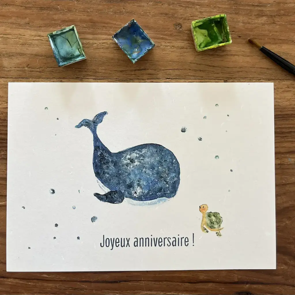 Carte Postale Anniversaire - Baleine et Tortue
