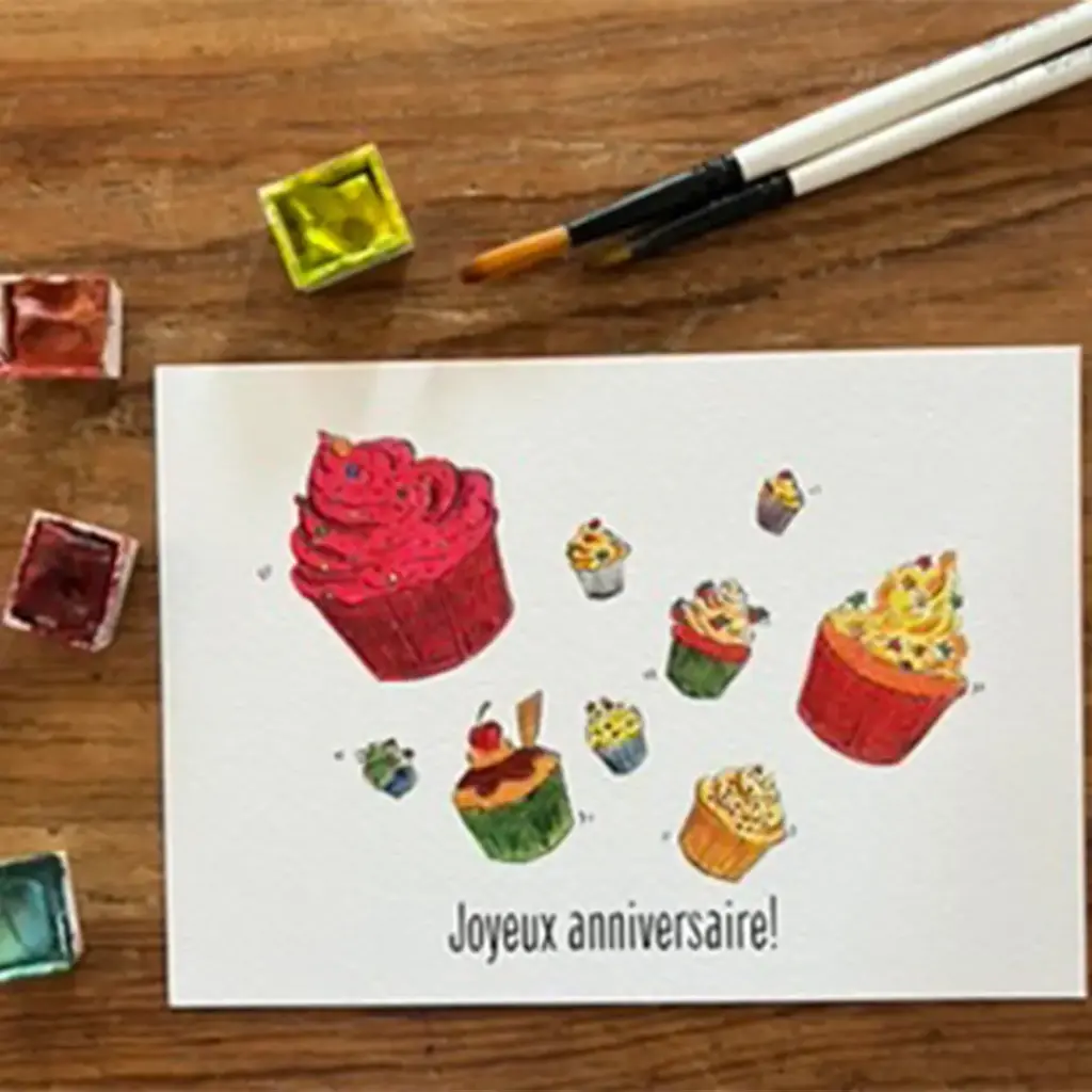 Carte Postale Anniversaire - Cup Cake