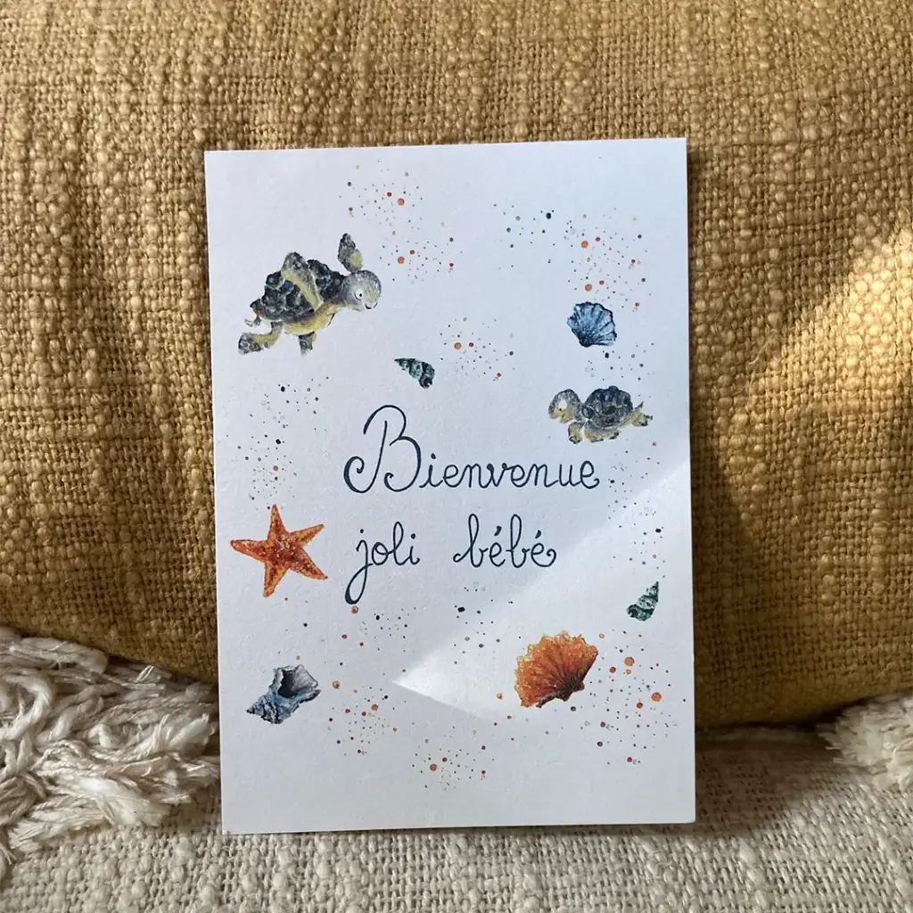 Carte Postale Bebe - Les Tortues et les Coquillages