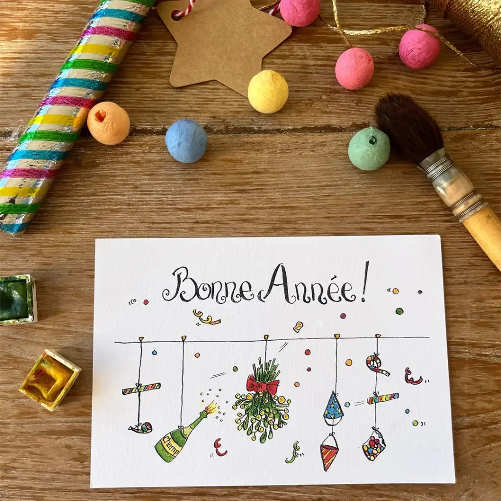 Carte Postale Bonne Année - Les Cotillons