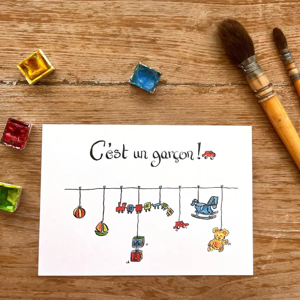 Carte Postale Bébé - C'Est Un Garçon Petit Train