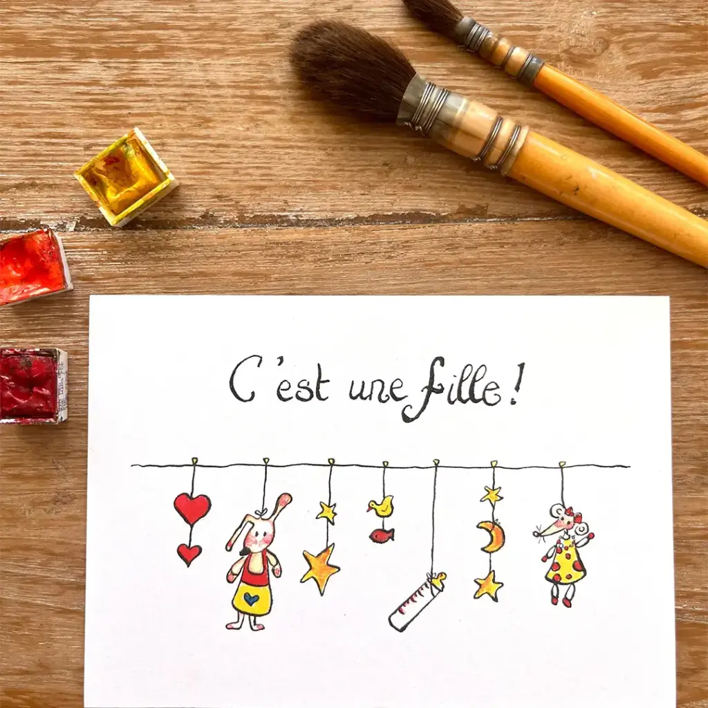 Carte Postale Bébé - C'Est Une Fille Biberon