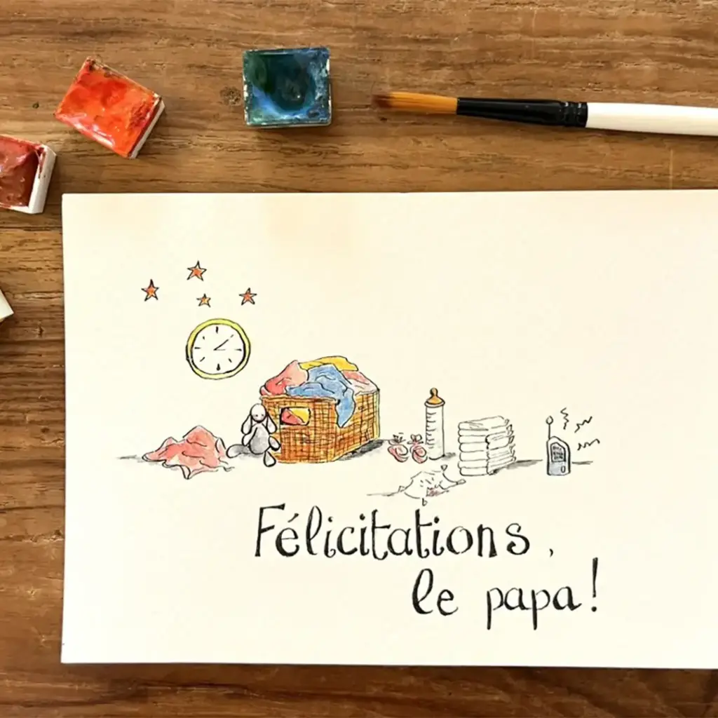 Carte Postale Bébé - Felicitations Le Papa