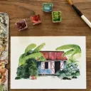 Carte Postale Case Créole Toit Rouge