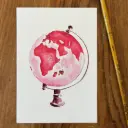 Carte Postale Globe Rose
