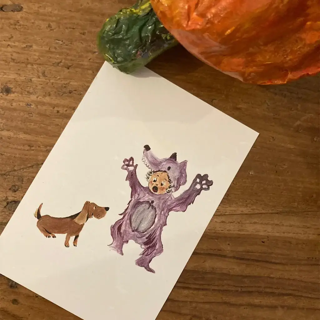 Carte Postale Halloween - Loup Violet