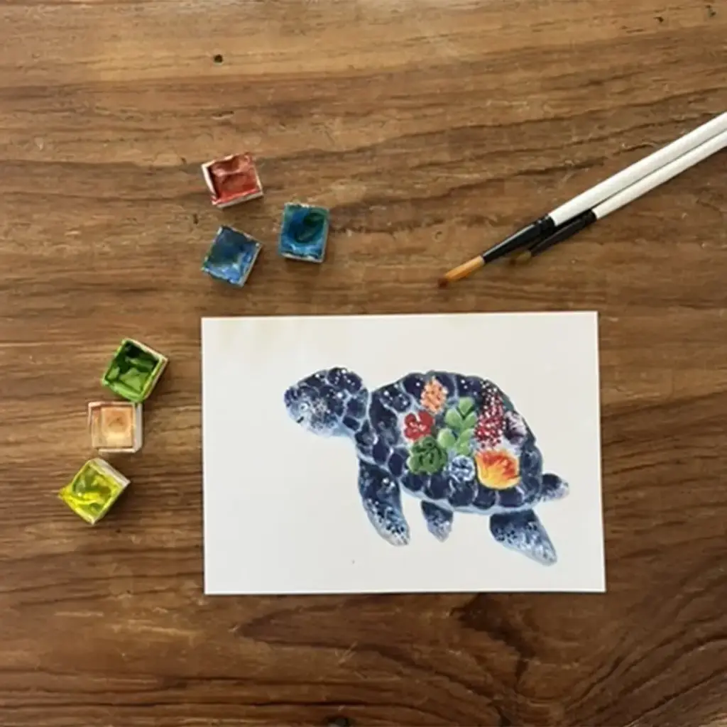 Carte Postale La Tortue et les Fleurs
