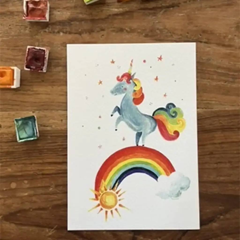 Carte Postale Licorne Arc en Ciel
