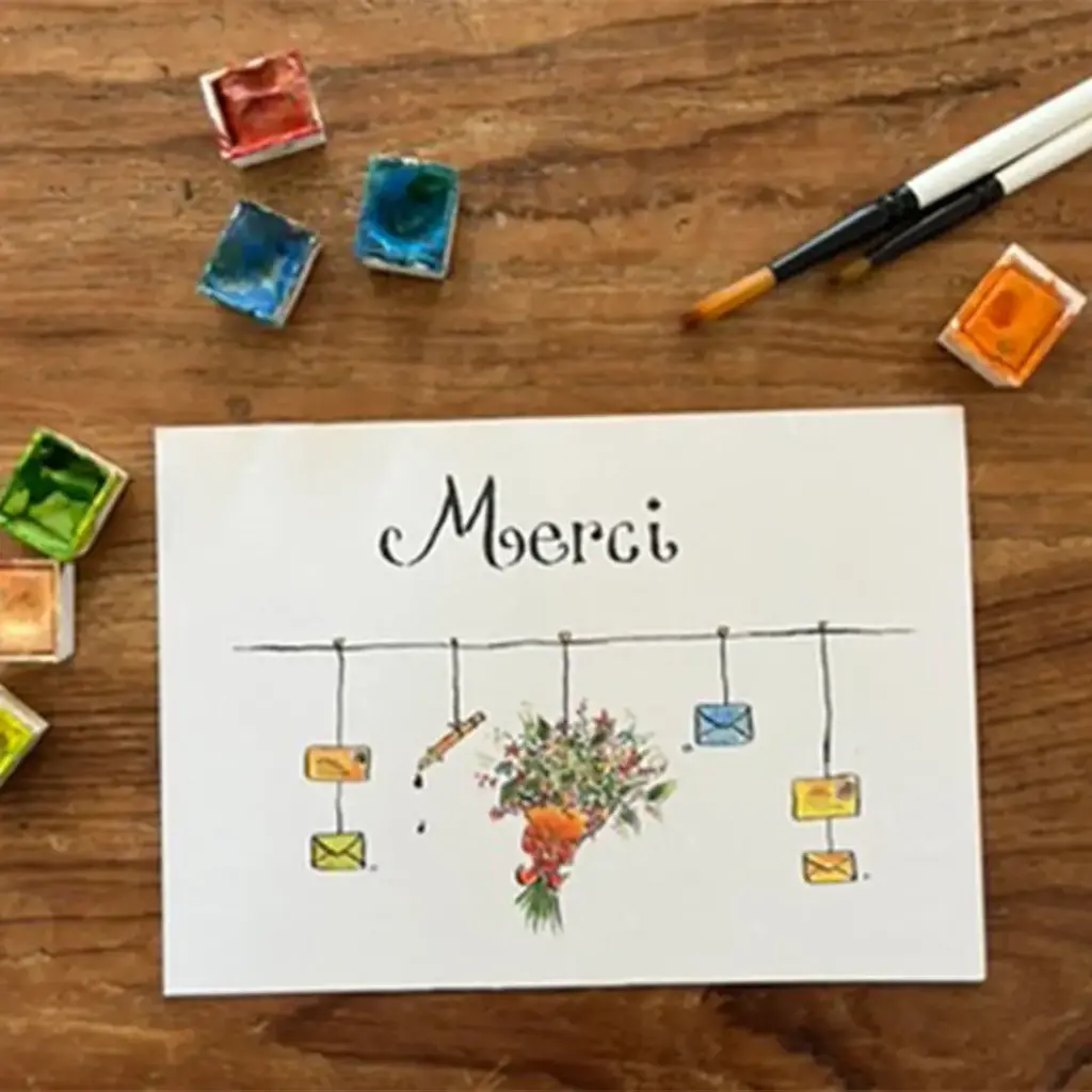 Carte Postale Merci Avec Un Bouquet