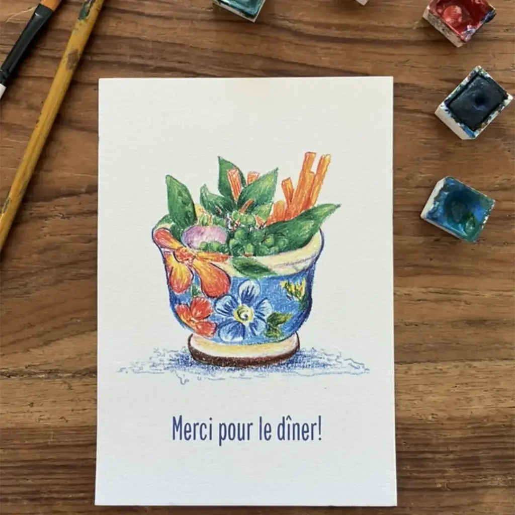 Carte Postale Merci Pour le Diner