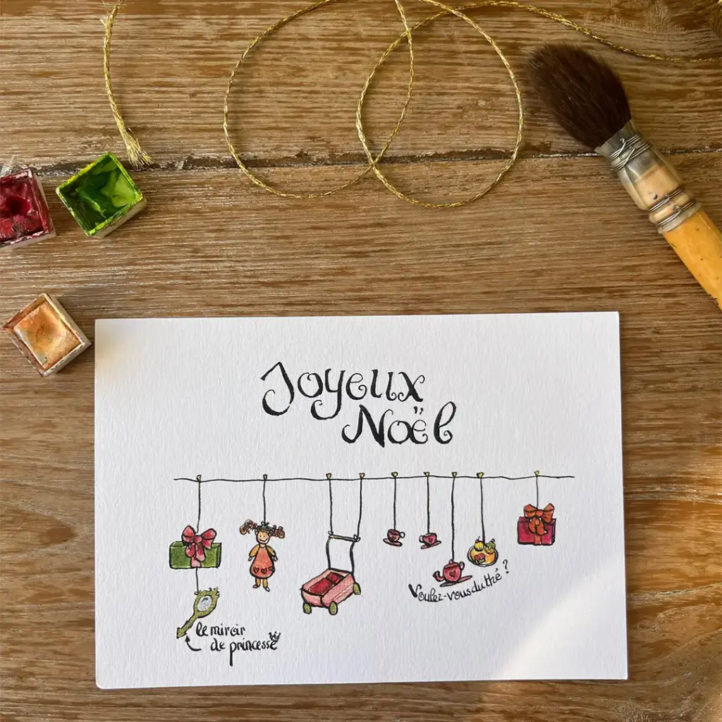 Carte Postale Noël - La Poussette