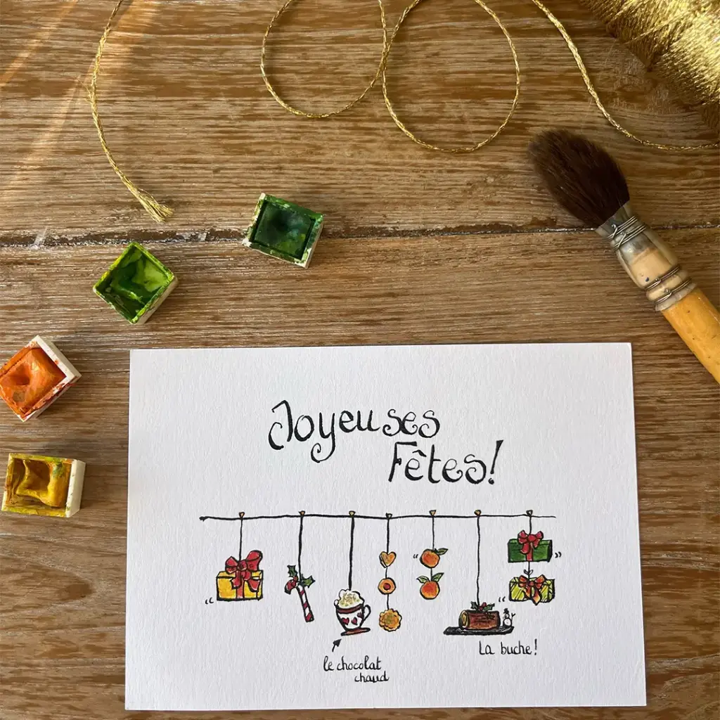 Carte Postale Noël - Le Chocolat Chaud