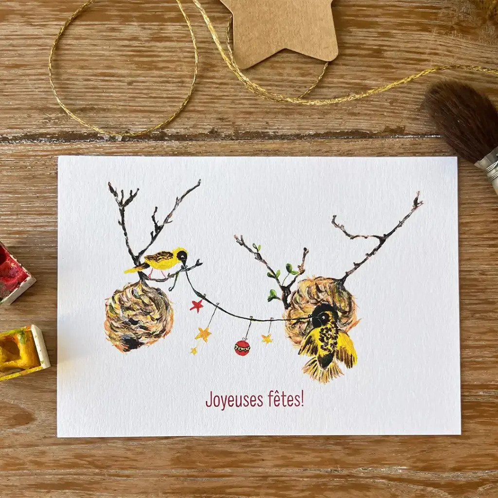 Carte Postale Noël - Le Nid de Belier et Guirlande