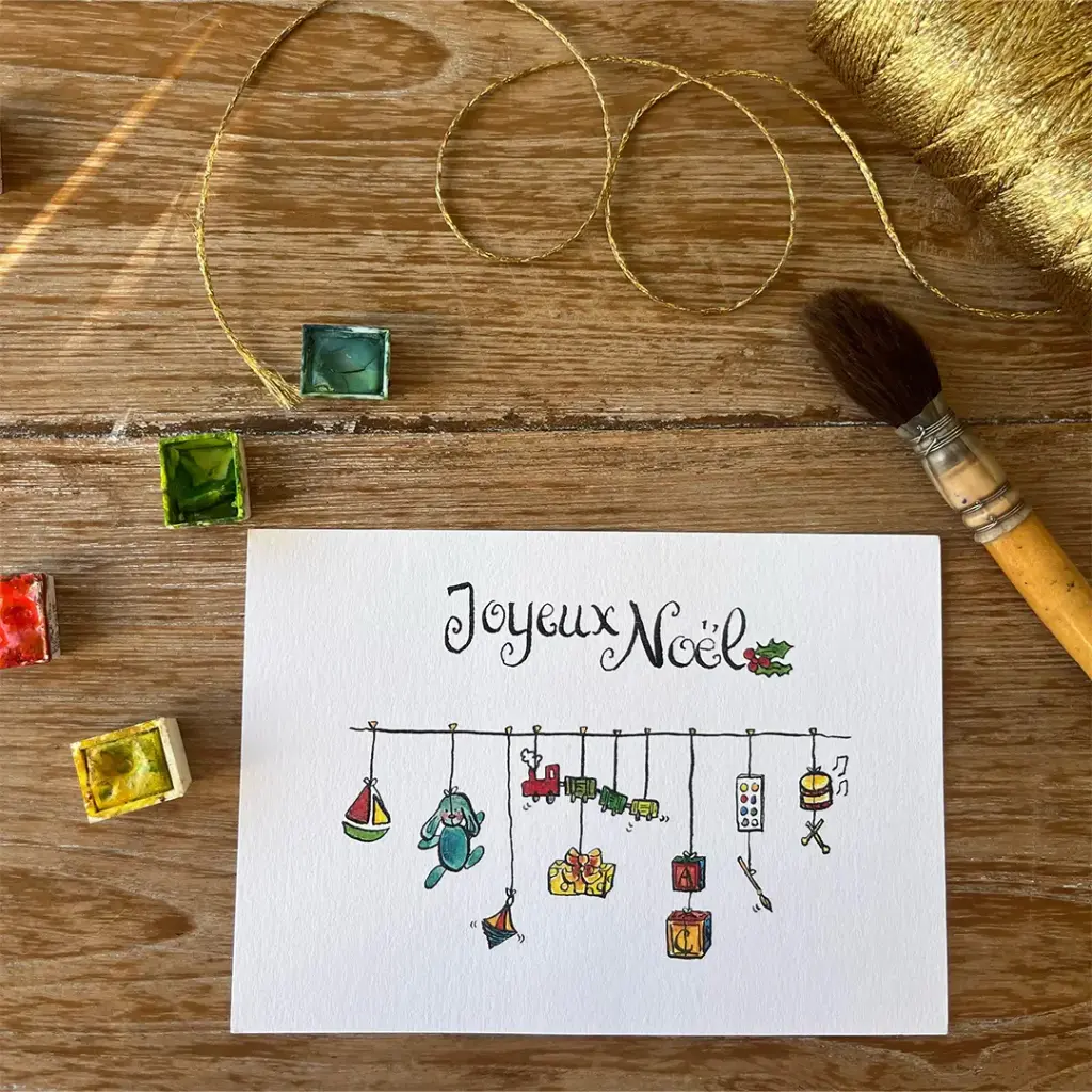 Carte Postale Noël - Le Petit Train