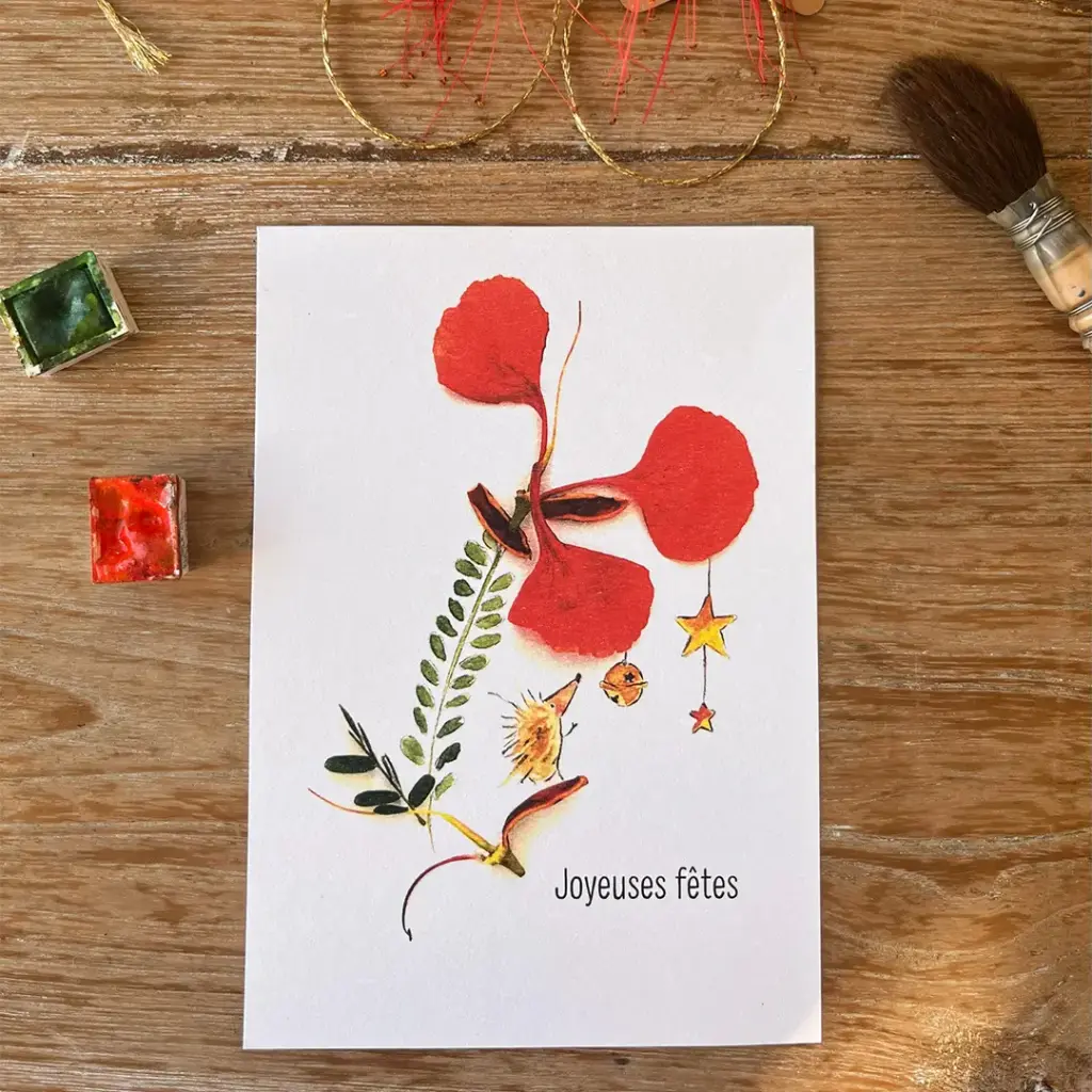 Carte Postale Noël - Le Tangue et Fleur de Flamboyants