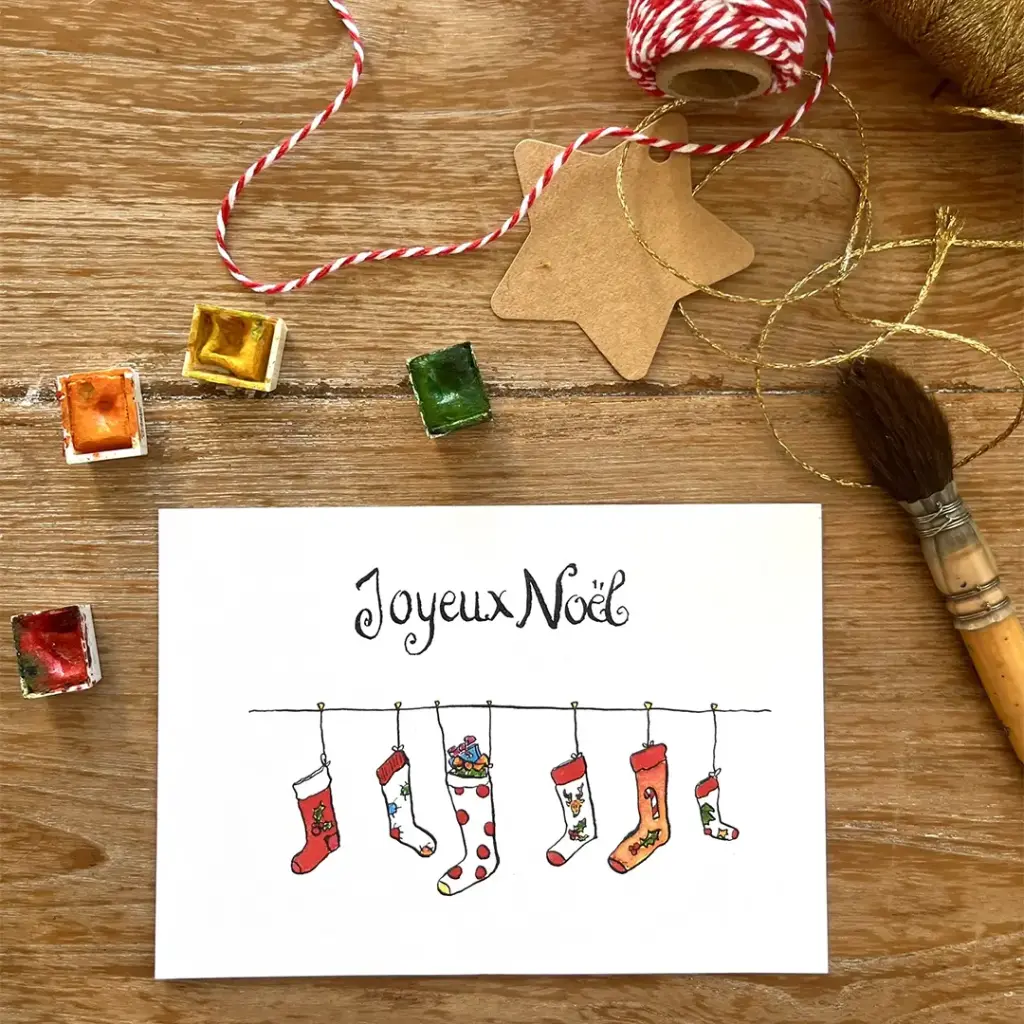 Carte Postale Noël - Les Chaussettes