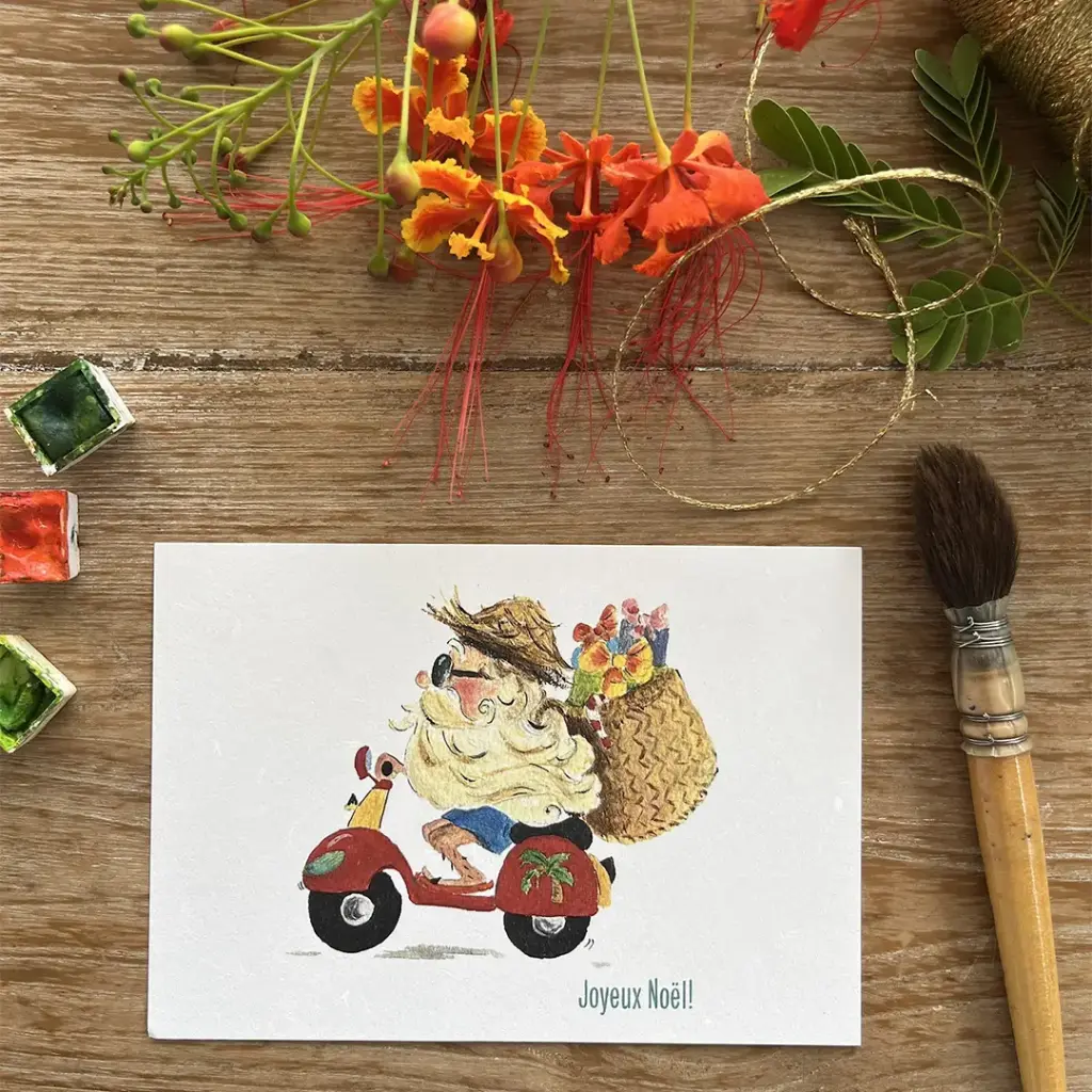 Carte Postale Noël - Père Noël À Scooter