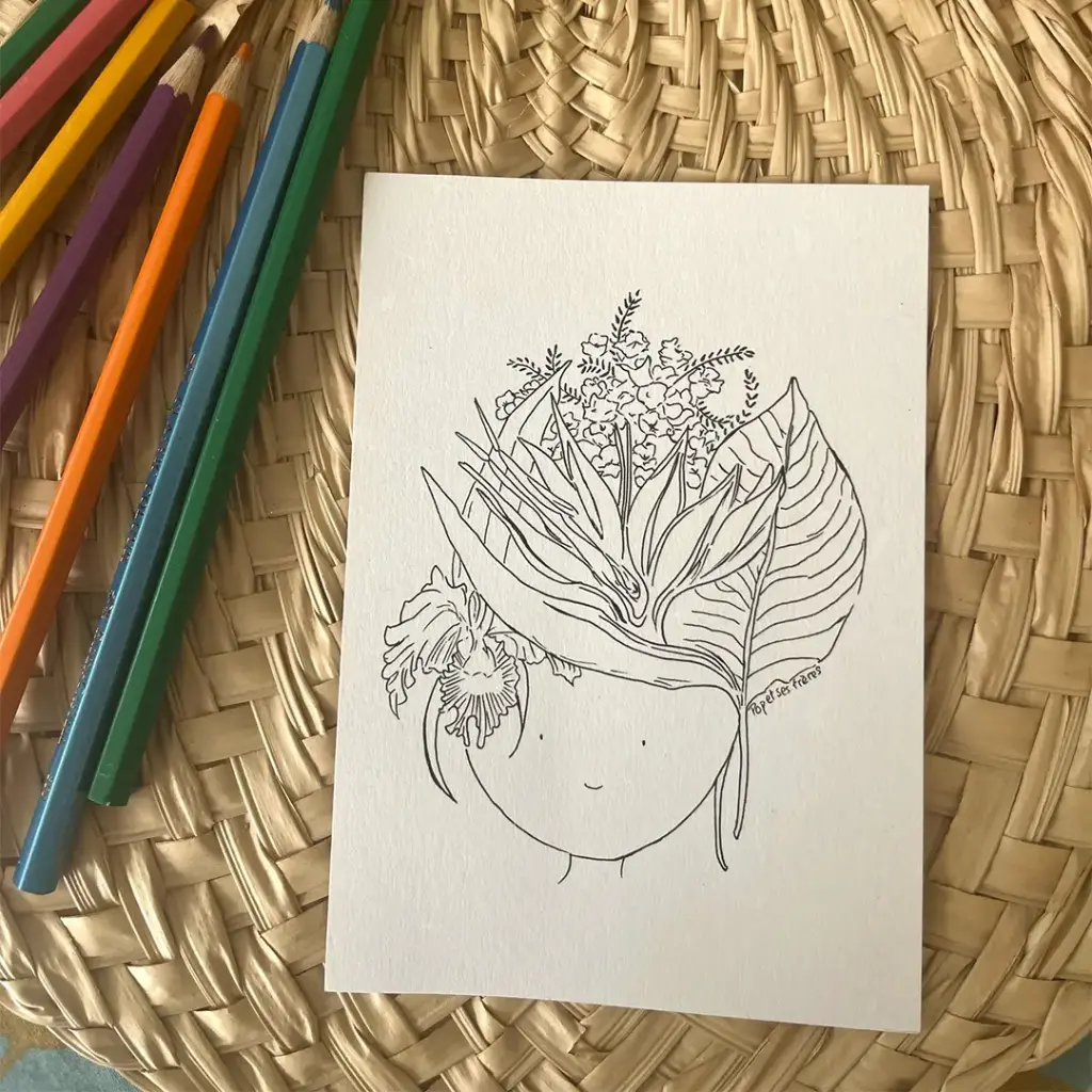 Carte Postale Réunion - Chevelure de Fleurs Tropicales