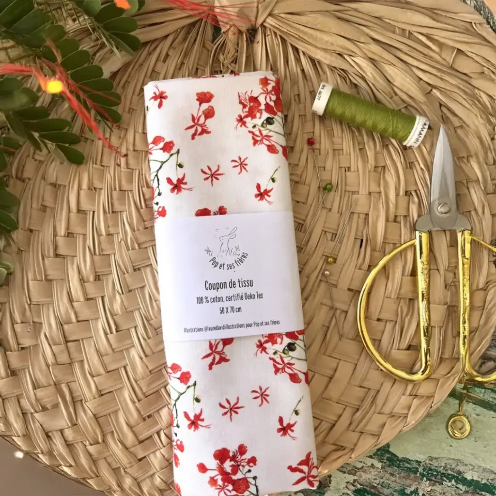 Coupon de Tissu Coton Oeko Tex - Les Flamboyants