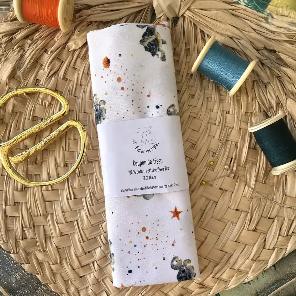 Coupon de Tissu Coton Oeko Tex - Les Tortues et les Coquillages