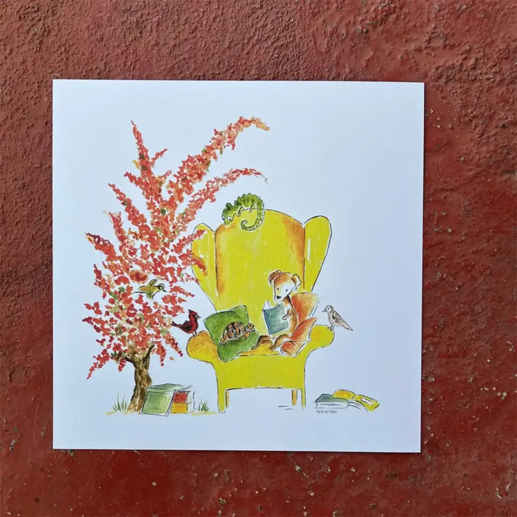 Petite Affiche Lecture Sous Le Chapeau Chinois