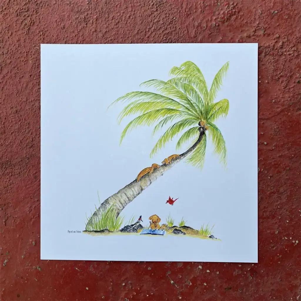 [5736] Petite Affiche Lecture Sous Le Cocotier