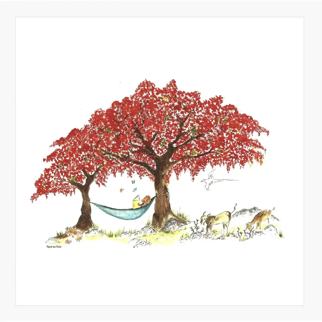 Petite Affiche Lecture Sous Le Flamboyant