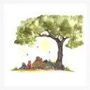 Petite Affiche Lecture Sous Le Tamarin