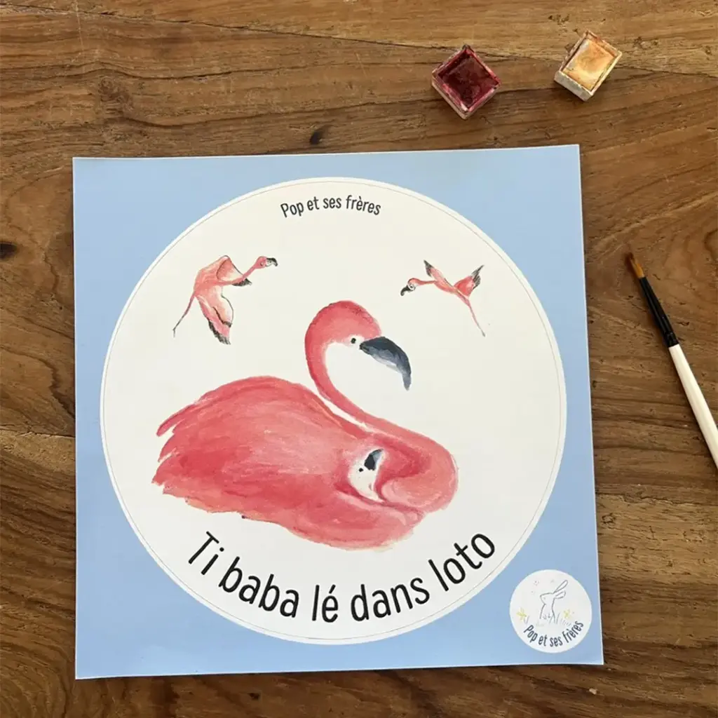 [0861] Sticker Bébé À Bord - Flamant Rose Créole