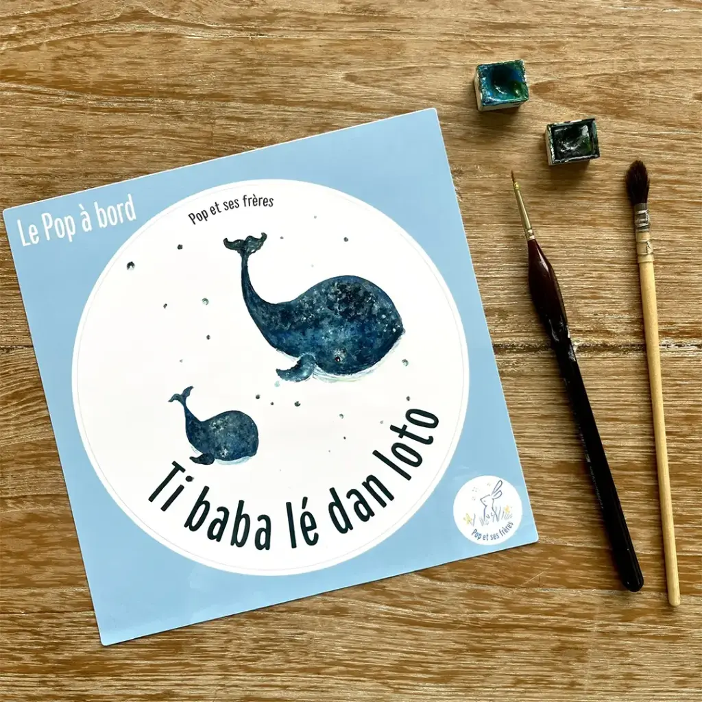 [0960] Sticker Bébé À Bord - La Baleine et Son Baleineau Créole
