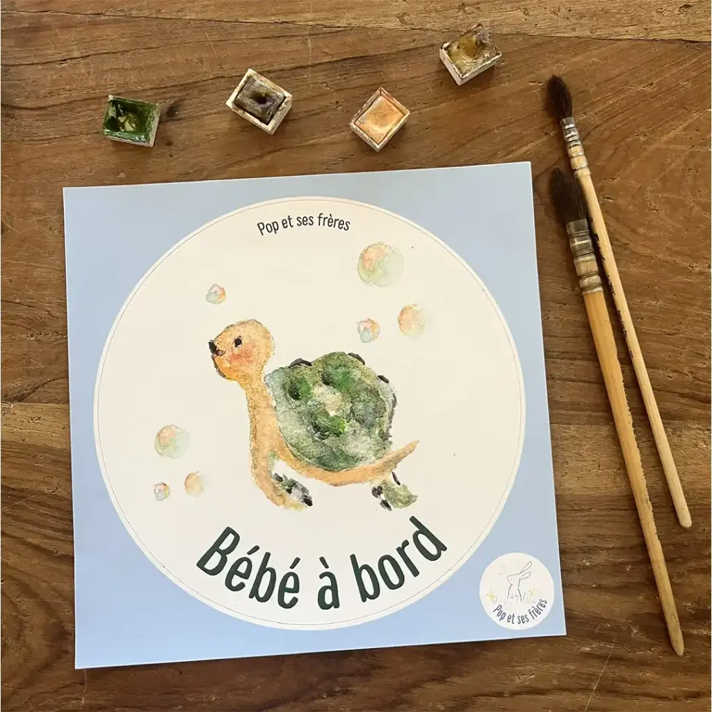 [0779] Sticker Bébé À Bord - Tortue Français