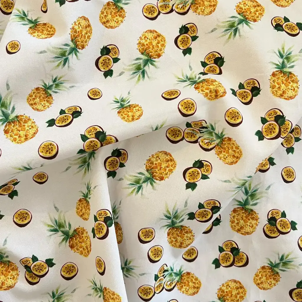 Tissu Coton Oeko Tex - L'Ananas et Le Fruit de La Passion