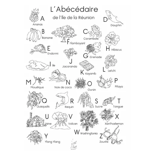 [6122] Abécédaire Enfants Affiche À Colorier