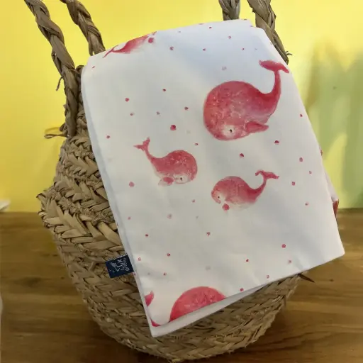 [5286] Bavoir École Maternelle - Les Baleines Roses