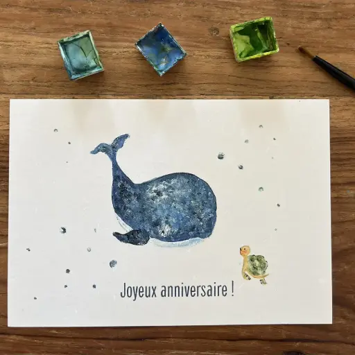 [4432] Carte Postale Anniversaire - Baleine et Tortue