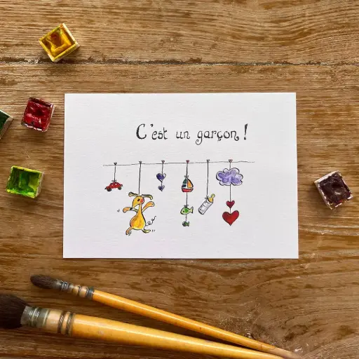 [4302] Carte Postale Bébé - C'Est Un Garçon Doudou