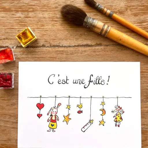 [4289] Carte Postale Bébé - C'Est Une Fille Biberon