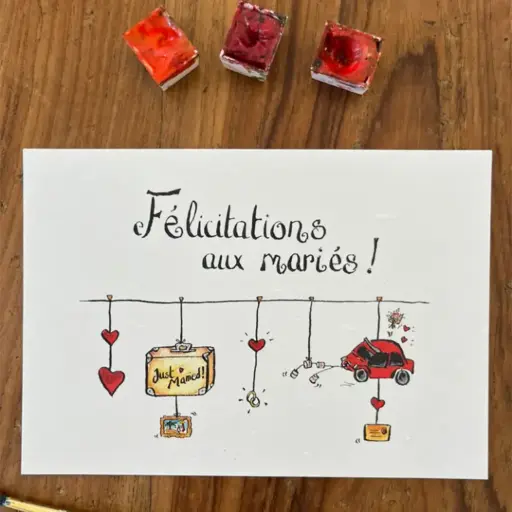 [4111] Carte Postale Felicitations Aux Mariés