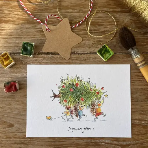 [3848] Carte Postale Noël - La Décoration Du Sapin